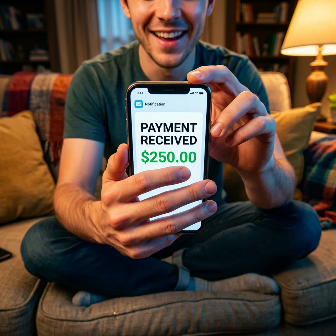 Creator holding smartphone mid-record
